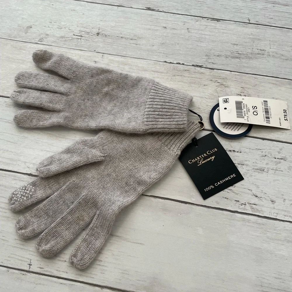 Charter Club Women's Cashmere Touch Gloves, Created for Macy's gray winter fall